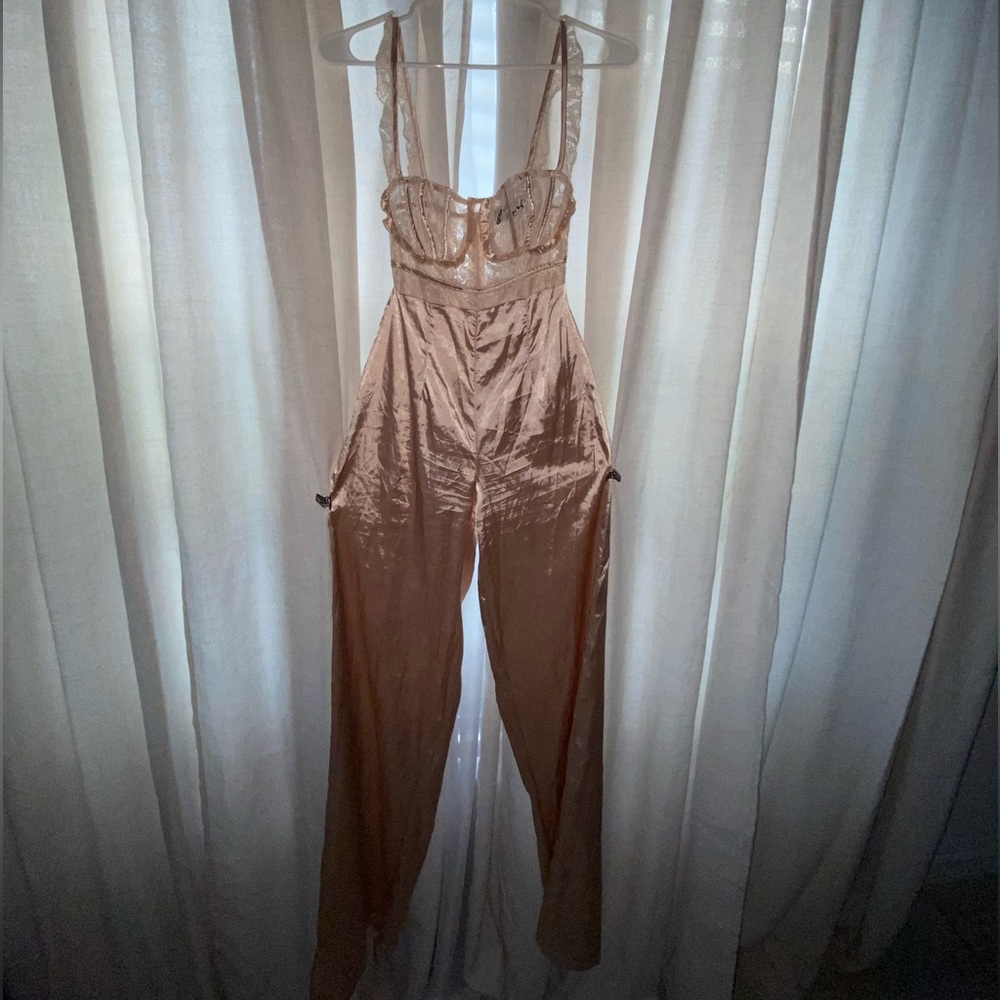 PrettyLittleThing Lace Satin Detail Jumpsuit